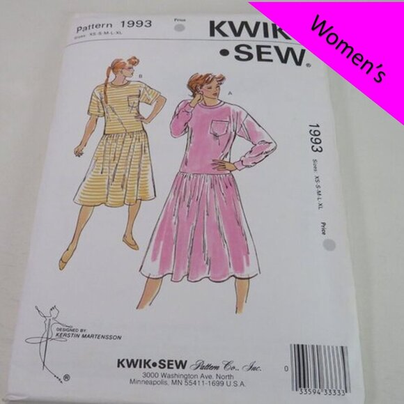 Kwik Sew 1993 sewing pattern UNCUT t-shirt dress - Picture 1 of 7